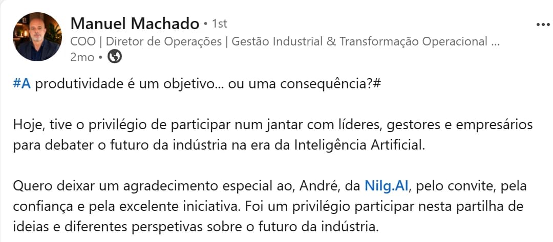 Manuel Machado: Foi um privilégio participar nesta partilha de ideias e diferentes perspetivas sobre o futuro da indústria.